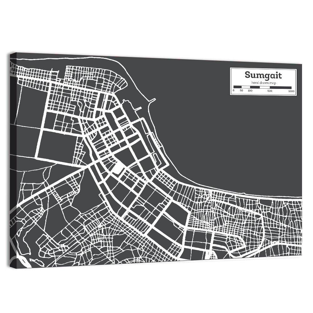 Sumgait City Map Azerbaijan Wall Art