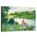 Lake Reflection with Purple Flowers Wall Art