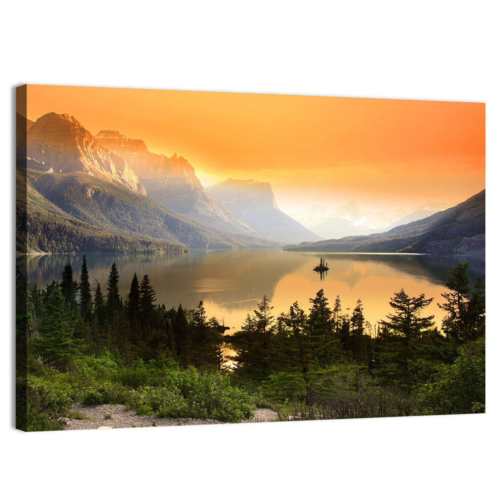 Saint Mary Lake, Wild Goose Island Wall Art, canvas print, landscape