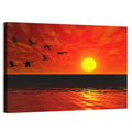 Ducks at Sunset Silhouette Wall Art