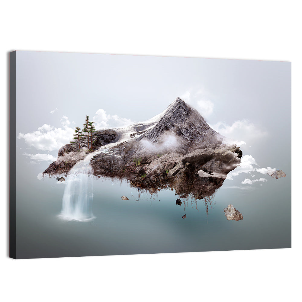Floating Mountain Island Wall Art, canvas print, landscape