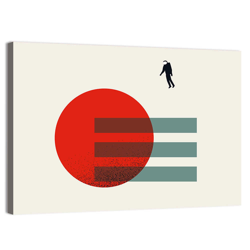 Minimalist Astronaut and Red Planet Wall Art