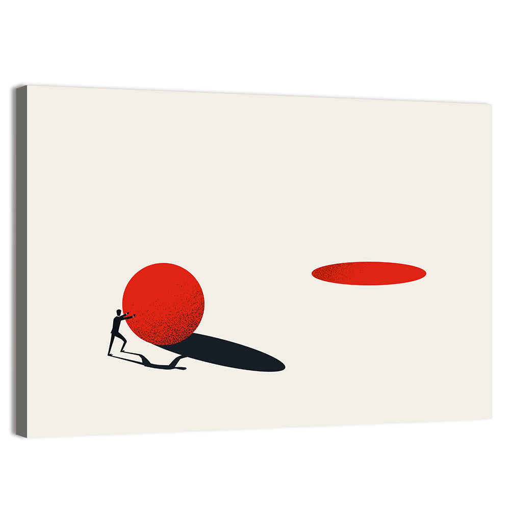 Man Pushing Sphere Wall Art