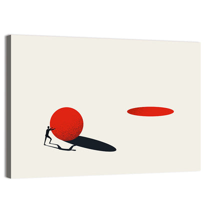 Man Pushing Sphere Wall Art