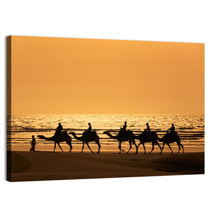 Camel Caravan at Sunset Wall Art