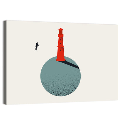 Red Lighthouse on Planet Wall Art
