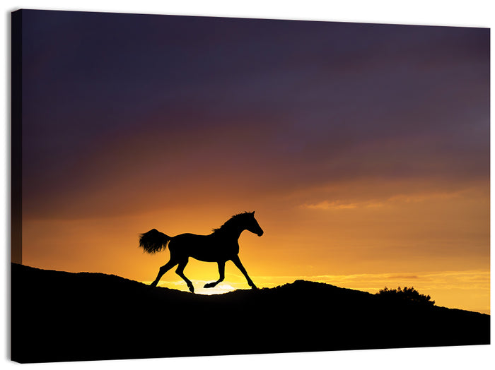Running Horse Silhouette Wall Art as a canvas print