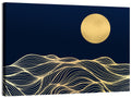 Geometric Moon Over Waves Wall Art