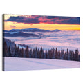 Morning Fog Over Winter Peaks Wall Art
