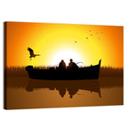 Sunset Fishing Silhouette Wall Art