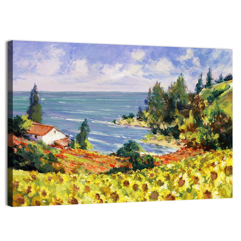 Sunflower Coastal Landscape Wall Art