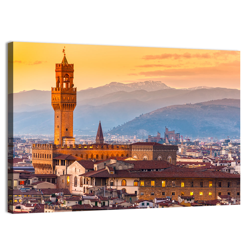 Palazzo Vecchio at Dusk Wall Art, canvas print, landscape