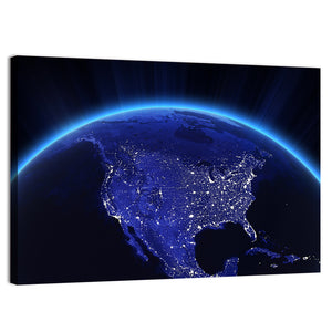 USA City Lights At Night Wall Art