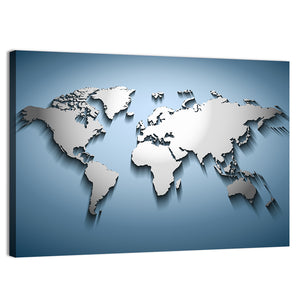 Bluish World Map Wall Art