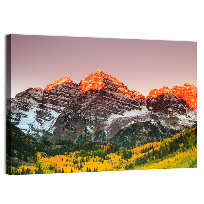 Maroon Bells Sunrise Wall Art as a canvas print