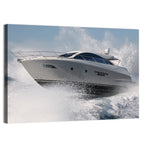 Motor Yacht Cutting Through Spray Wall Art