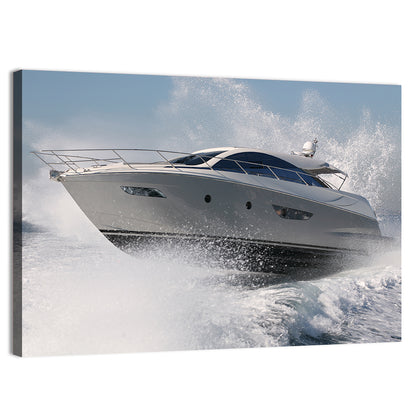 Motor Yacht Cutting Through Spray Wall Art