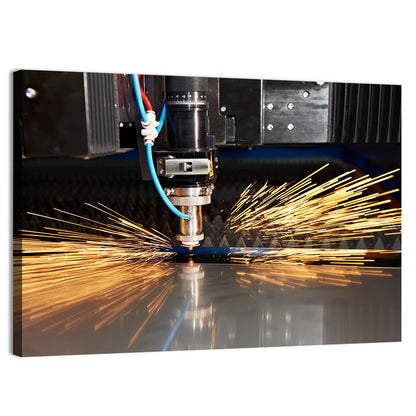 Laser Cutter Sparks on Metal Wall Art