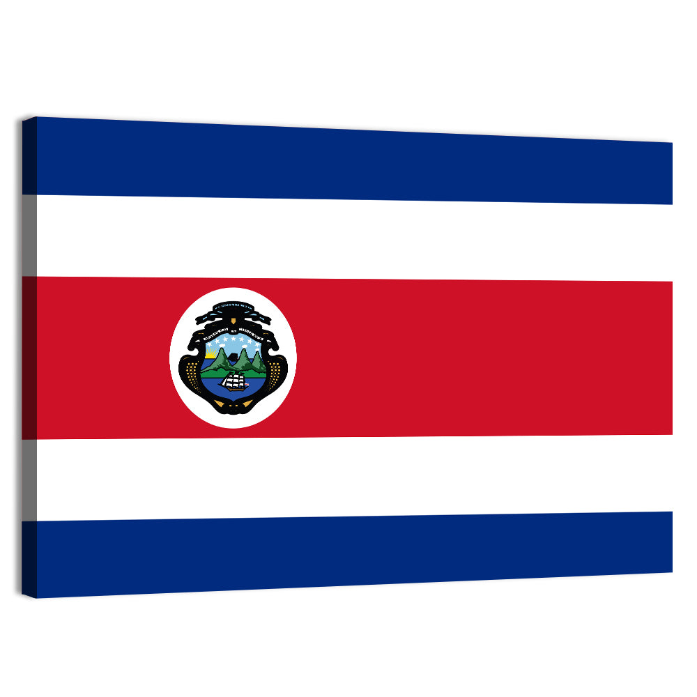 Costa Rica Flag with Coat of Arms Wall Art