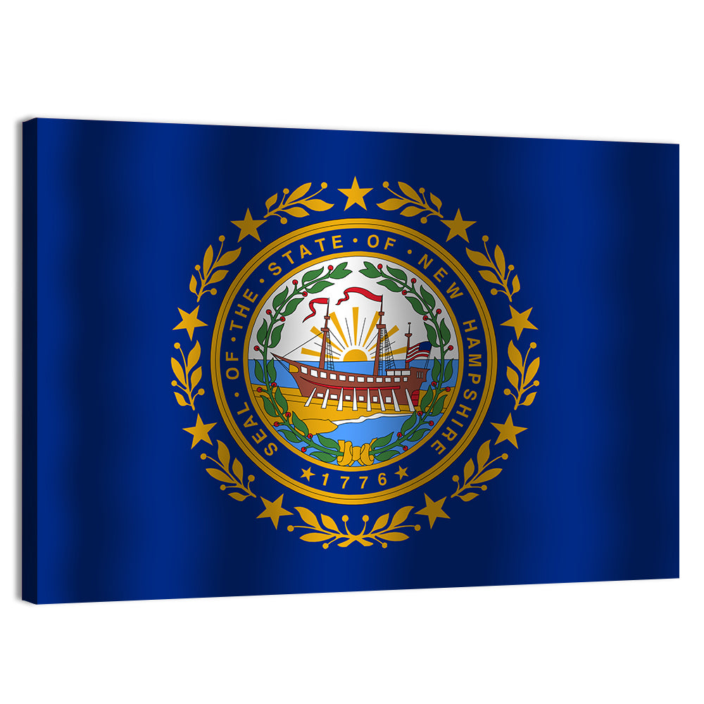 New Hampshire Flag with Ship Emblem Wall Art