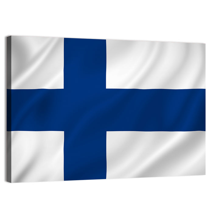 Finnish Flag with Rippling Texture Wall Art as a canvas print
