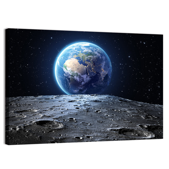 Blue Earth from the Moon Wall Art as a canvas print