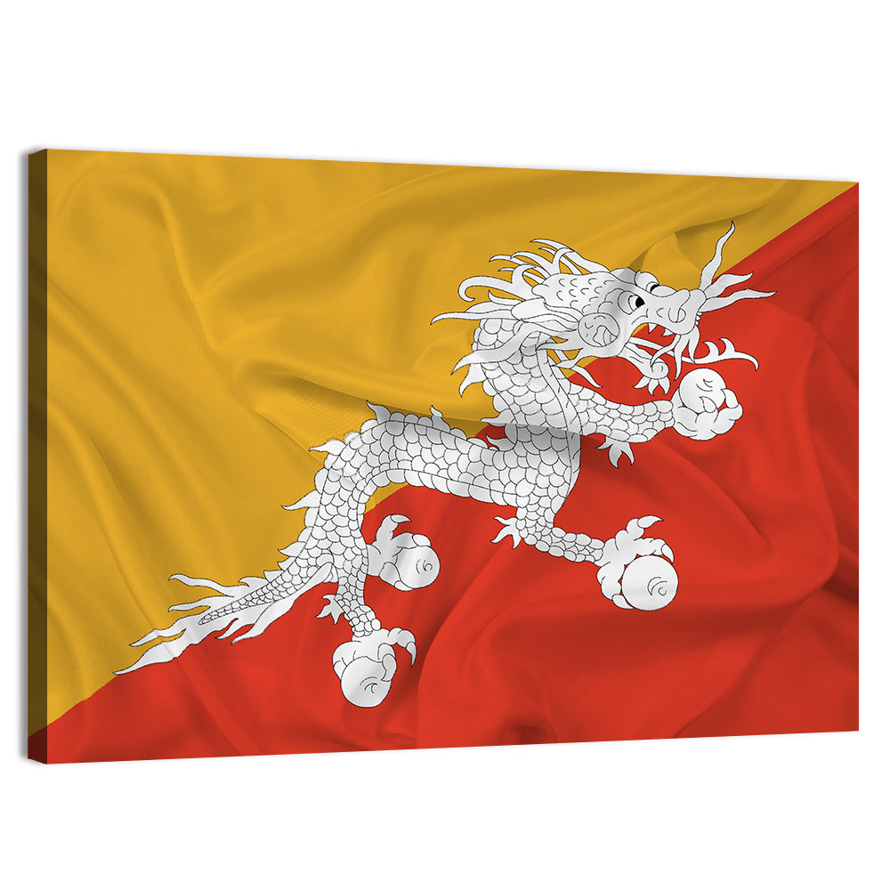 Waving Bhutan Flag Wall Art, canvas print, landscape