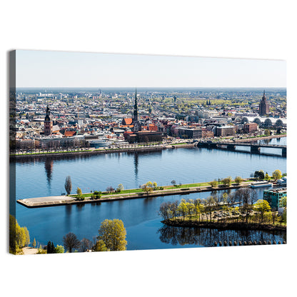 Riga Riverfront with St. Peter's Church Wall Art