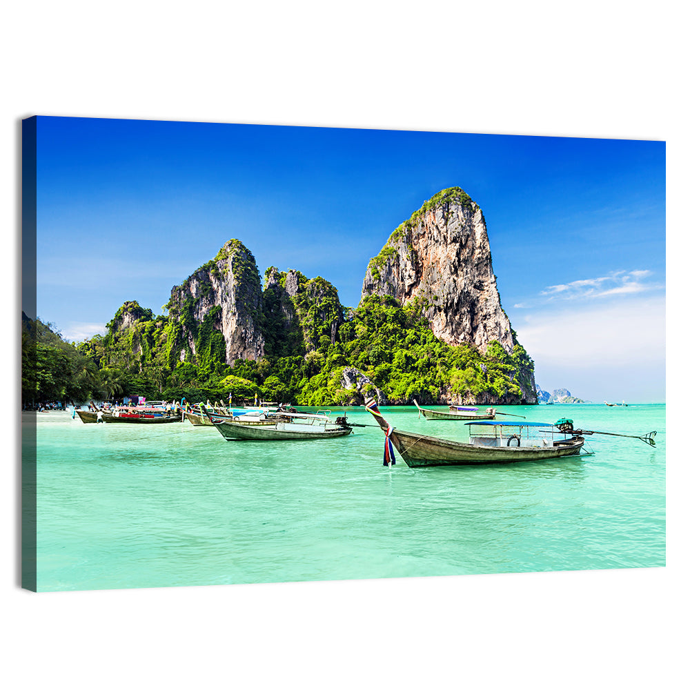Railay Beach Long-tail Boats Wall Art