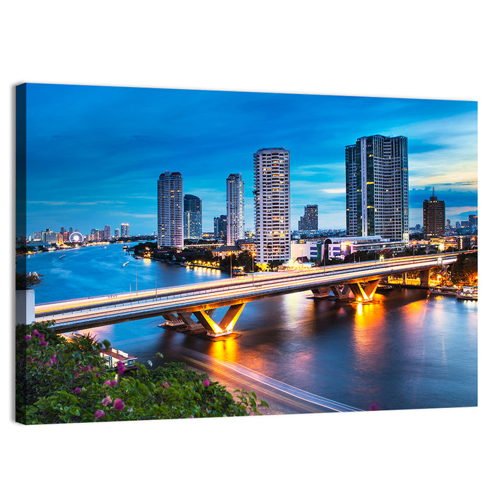 Chao Phraya River at Night, Bangkok Wall Art as a canvas print