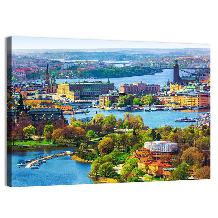 Gamla Stan Harbor Panorama Wall Art as a canvas print