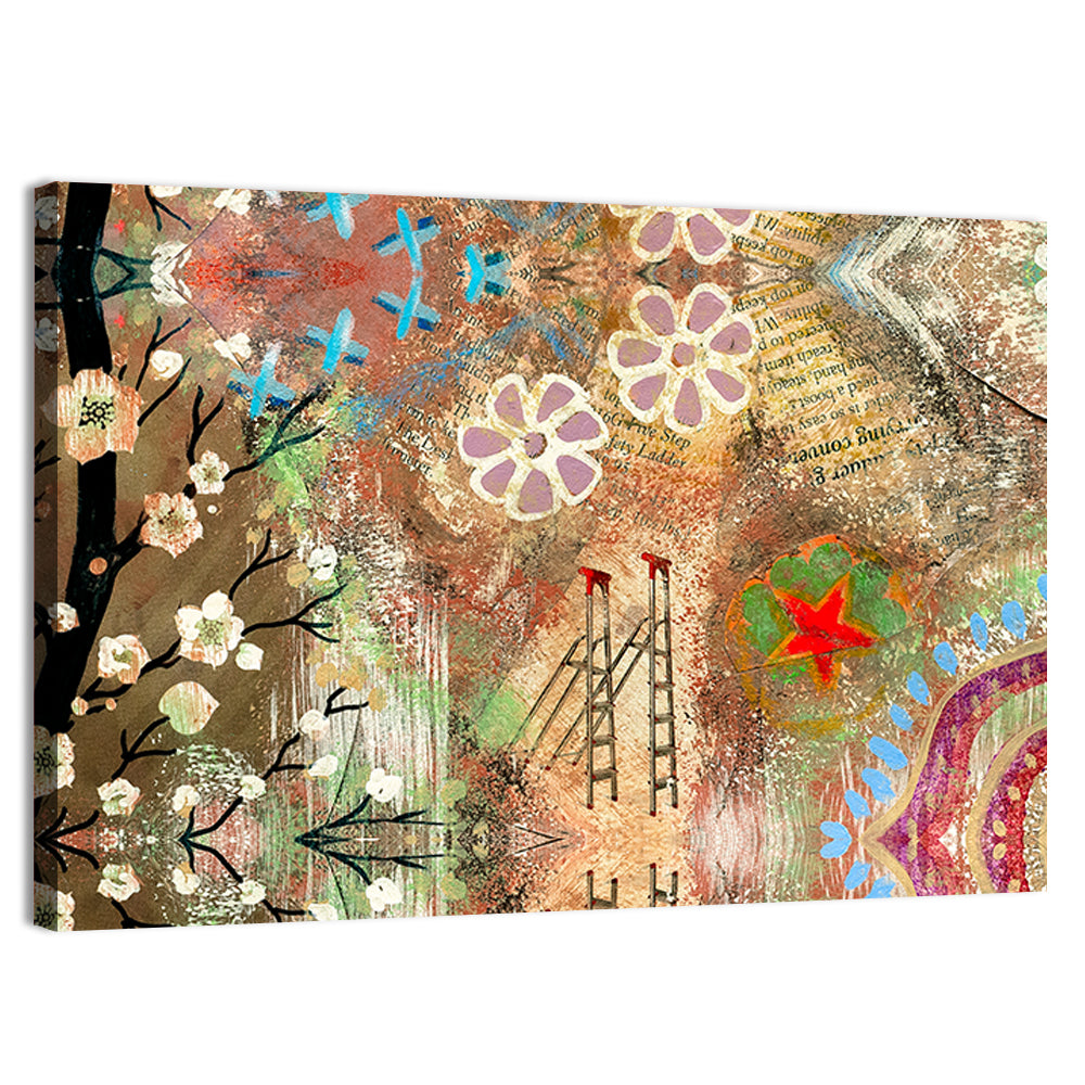 Vintage Scrapbook Collage Wall Art, canvas print, landscape