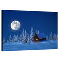 Moonlit Winter Cabin in Forest Wall Art