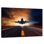 Passenger Jet Landing at Sunset Wall Art