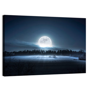 Moon Rising Over Forest Wall Art