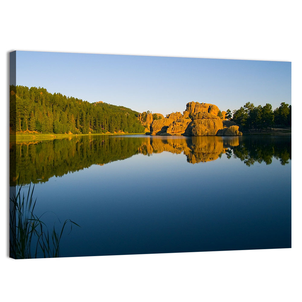 Sylvan Lake Golden Hour Reflection Wall Art, canvas print, landscape
