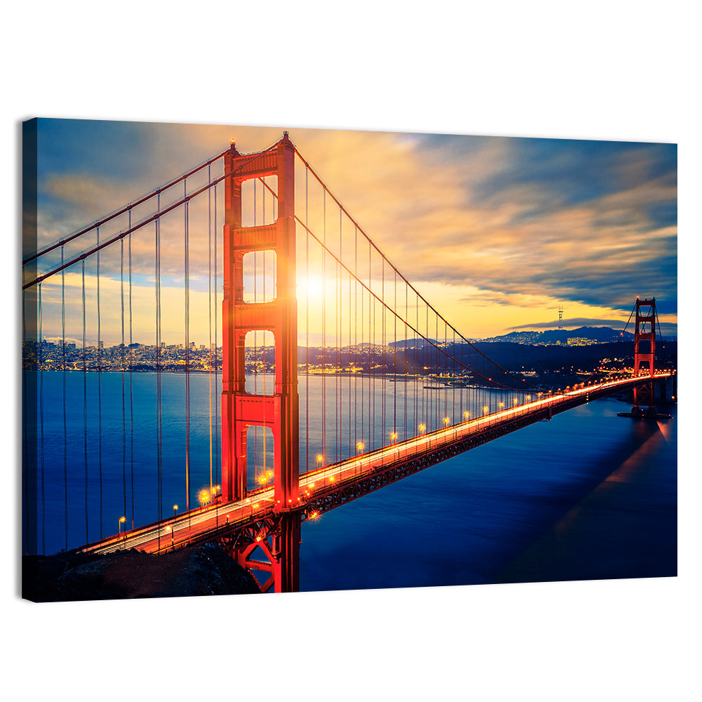 Sunrise Over Golden Gate Bridge Wall Art, canvas print, landscape