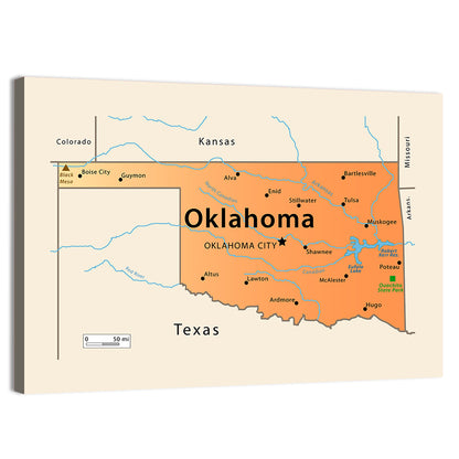 Oklahoma Map Wall Art