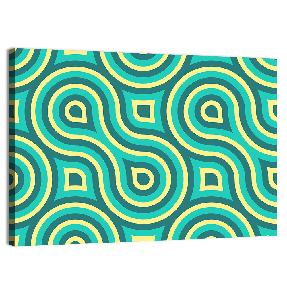 Retro Teal Geometric Pattern Wall Art