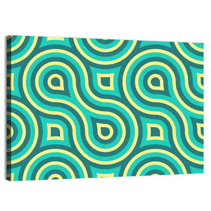 Retro Teal Geometric Pattern Wall Art