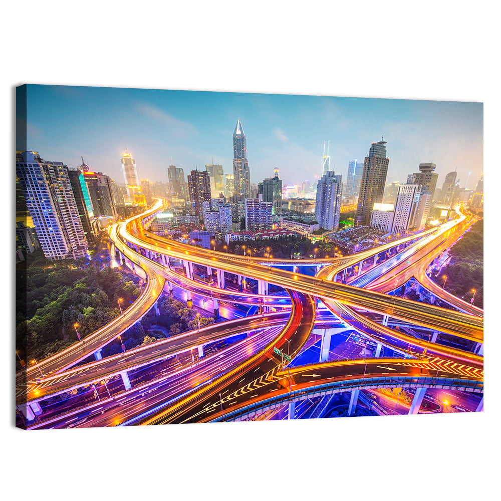Shanghai Highway Skyline Wall Art, canvas print, landscape