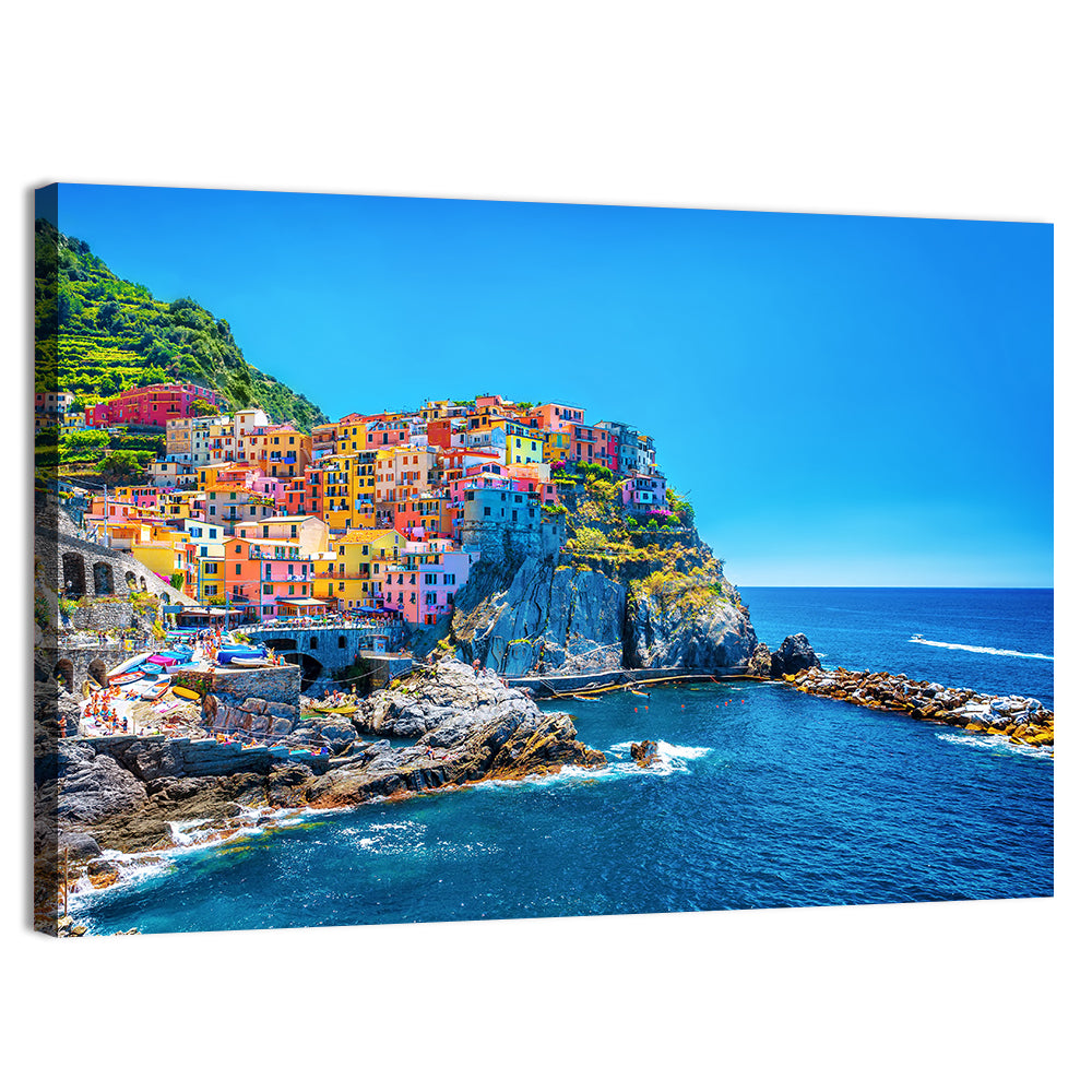 Manarola Cliffside Village Wall Art, canvas print, landscape