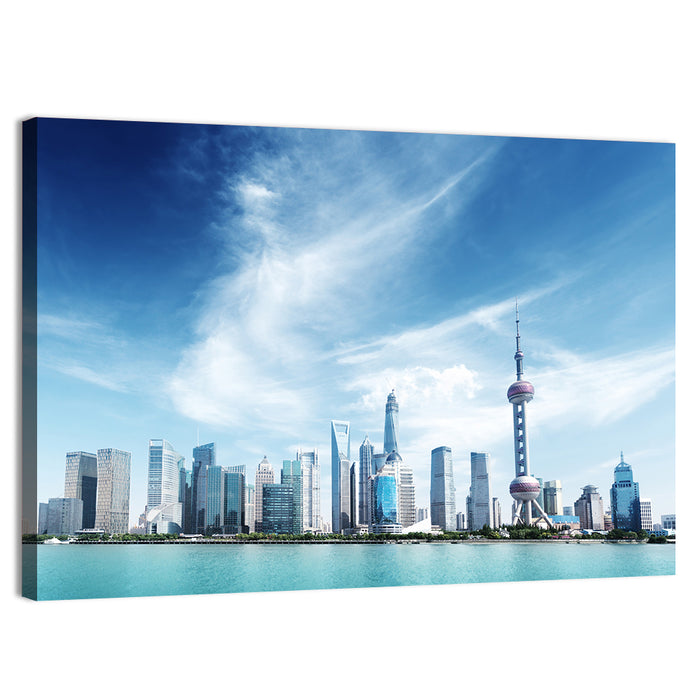 Shanghai Skyline with Oriental Pearl Tower Wall Art as a canvas print