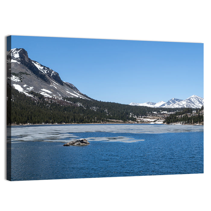 Yosemite Frozen Lake Scene Wall Art as a canvas print