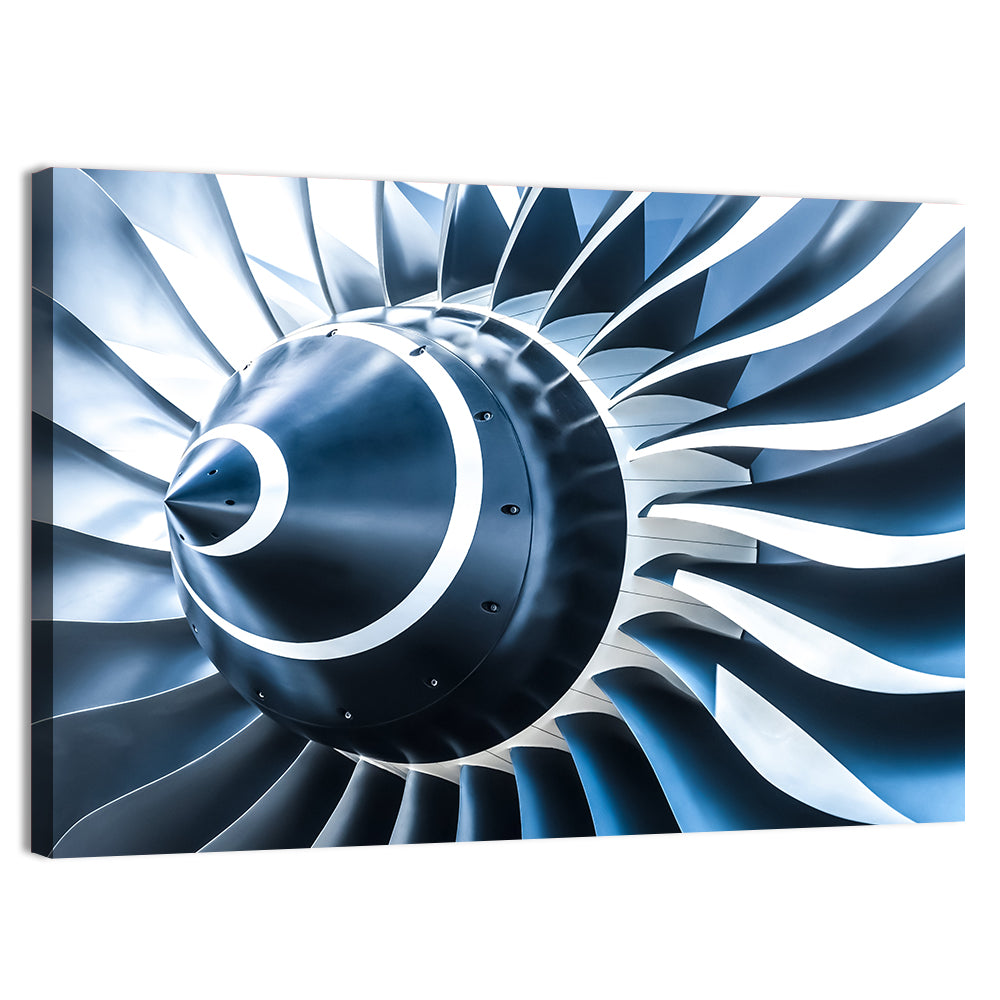 Blue Jet Turbine Blades Closeup Wall Art, canvas print, landscape