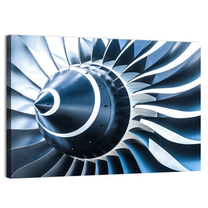 Blue Tone Jet Engine Blades Closeup Wall Art