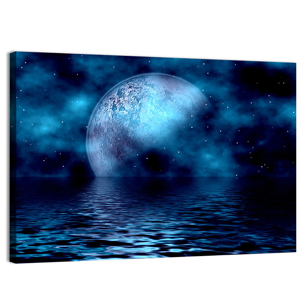 Blue Moon Reflection Wall Art, canvas print, landscape