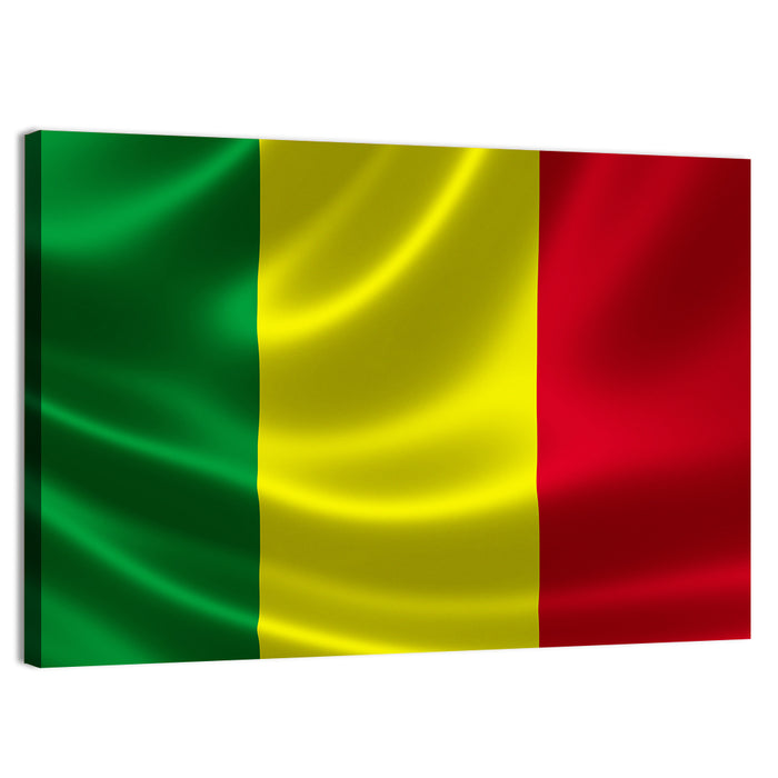Mali Flag with Waving Fabric Texture Wall Art as a canvas print
