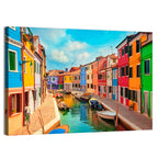 Burano Canal with Colorful Houses Wall Art