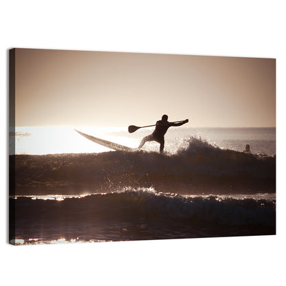 Backlit Paddleboard Silhouette at Sunrise Wall Art